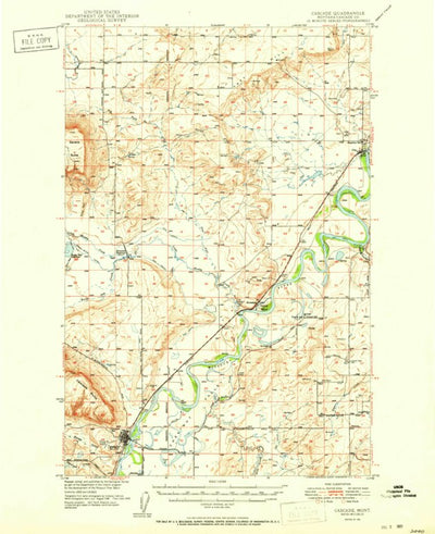 United States Geological Survey Cascade, MT (1951, 62500-Scale) digital map