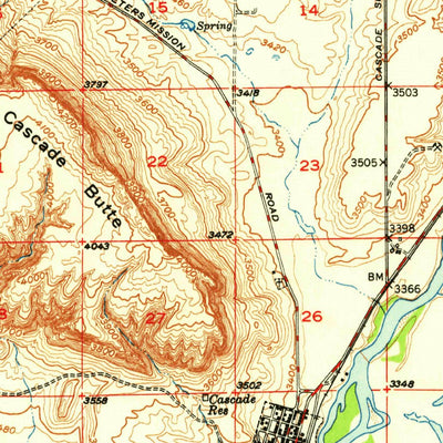 United States Geological Survey Cascade, MT (1951, 62500-Scale) digital map