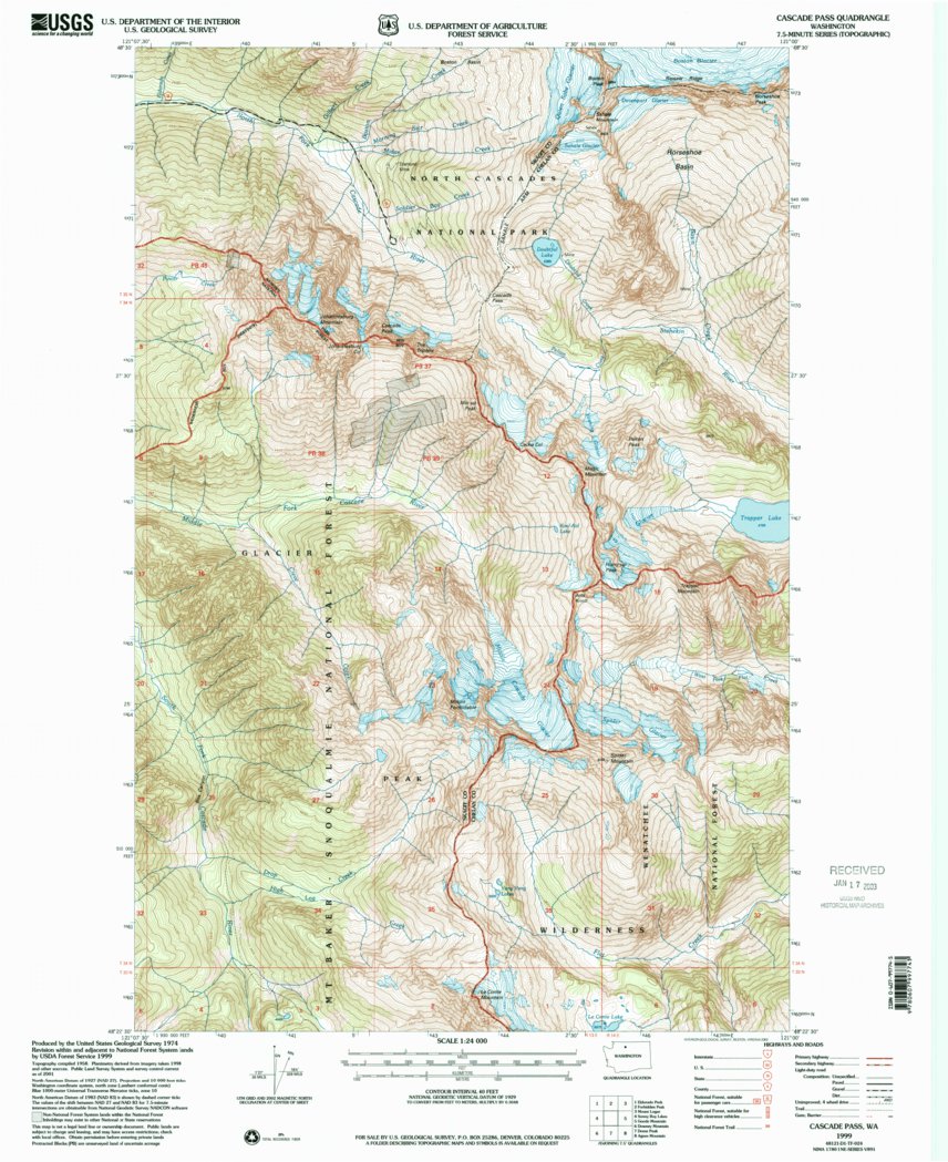 Cascade Pass, WA (1999, 24000-Scale) Map by United States Geological ...