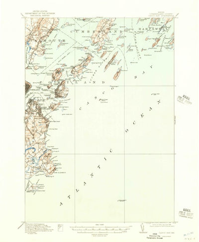 United States Geological Survey Casco Bay, ME (1916, 62500-Scale) digital map