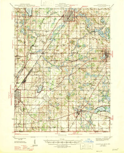 United States Geological Survey Cassopolis, MI-IN (1947, 62500-Scale) digital map
