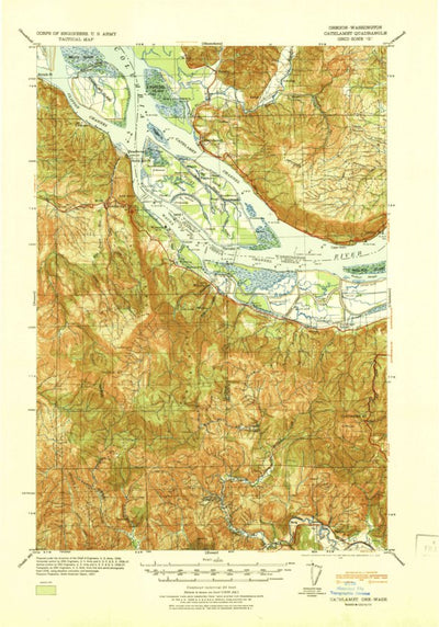 United States Geological Survey Cathlamet, WA-OR (1941, 62500-Scale) digital map