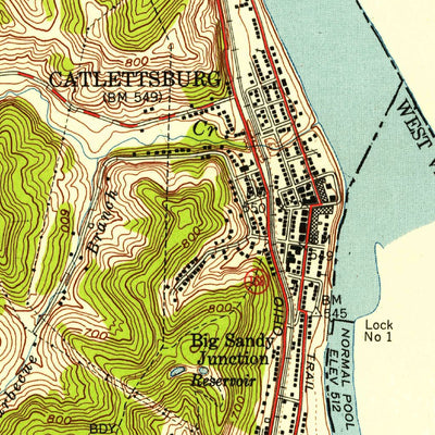 United States Geological Survey Catlettsburg, KY-OH-WV (1953, 24000-Scale) digital map
