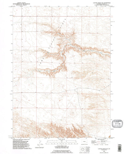 United States Geological Survey Cattail Ranch NE, WY (1990, 24000-Scale) digital map