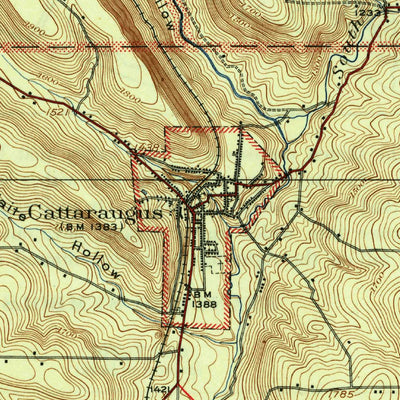 United States Geological Survey Cattaraugus, NY (1923, 62500-Scale) digital map