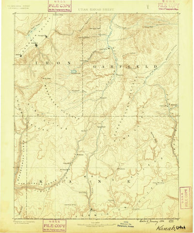 United States Geological Survey Cedar City E, UT-AZ (1886, 250000-Scale) digital map