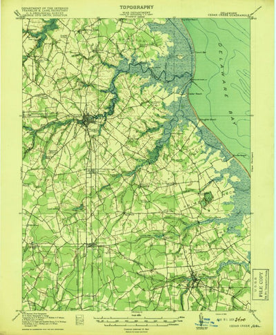 United States Geological Survey Cedar Creek, DE (1918, 62500-Scale) digital map