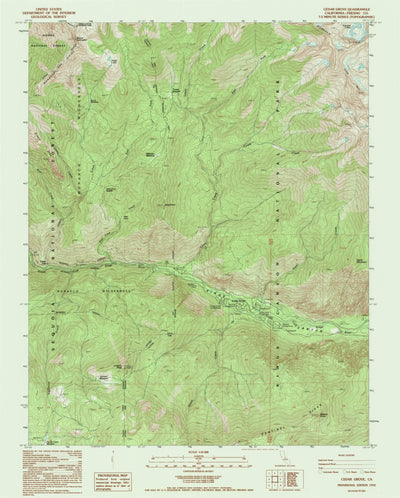 United States Geological Survey Cedar Grove, CA (1992, 24000-Scale) digital map