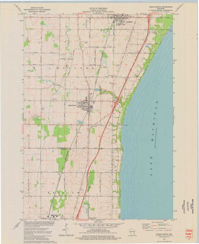 United States Geological Survey Cedar Grove, WI (1974, 24000-Scale) digital map