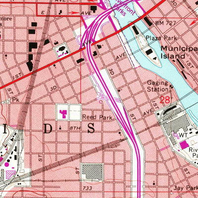 United States Geological Survey Cedar Rapids South, IA (1967, 24000-Scale) digital map