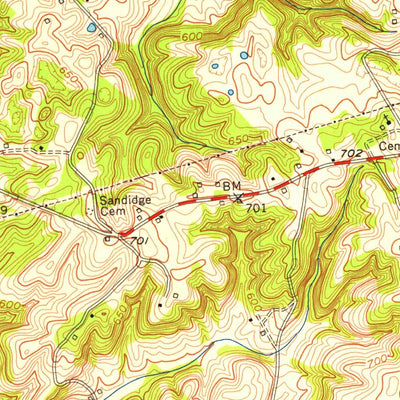 United States Geological Survey Center, KY (1953, 24000-Scale) digital map