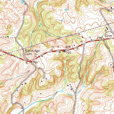 United States Geological Survey Center, KY (1961, 24000-Scale) digital map