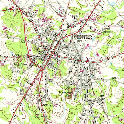United States Geological Survey Center, TX-LA (1958, 62500-Scale) digital map