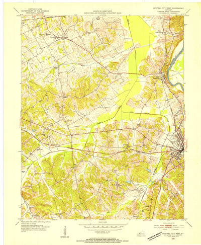 United States Geological Survey Central City West, KY (1953, 24000-Scale) digital map