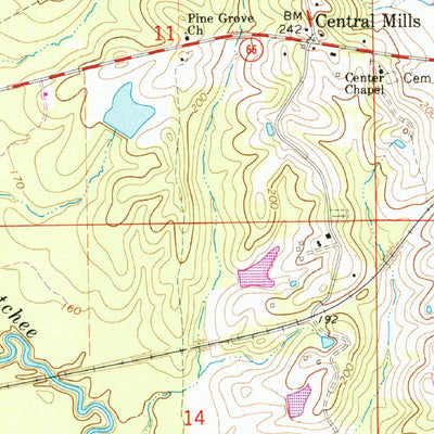 United States Geological Survey Central Mills, AL (1968, 24000-Scale) digital map