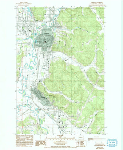 United States Geological Survey Centralia, WA (1985, 24000-Scale) digital map