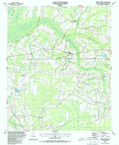 United States Geological Survey Cerro Gordo, NC (1986, 24000-Scale) digital map