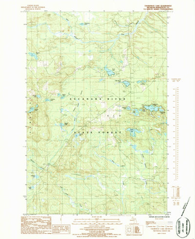 United States Geological Survey Chabeneau Lake, MI (1986, 24000-Scale) digital map