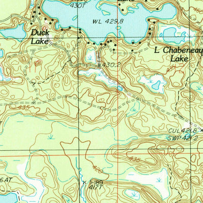 United States Geological Survey Chabeneau Lake, MI (1986, 24000-Scale) digital map