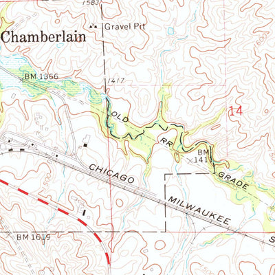 United States Geological Survey Chamberlain, SD (1974, 24000-Scale) digital map