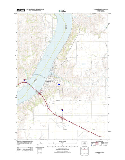 United States Geological Survey Chamberlain, SD (2012, 24000-Scale) digital map