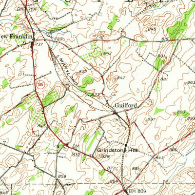 United States Geological Survey Chambersburg, PA (1943, 62500-Scale) digital map