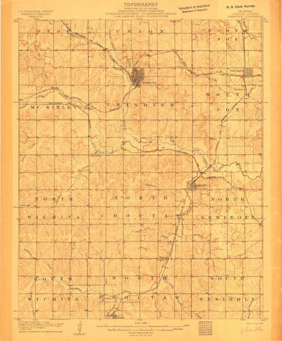 United States Geological Survey Chandler, OK (1907, 62500-Scale) digital map