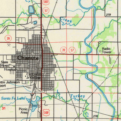 United States Geological Survey Chanute, KS (1985, 100000-Scale) digital map