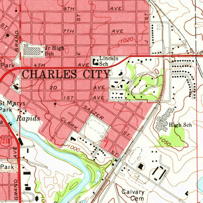United States Geological Survey Charles City, IA (1971, 24000-Scale) digital map
