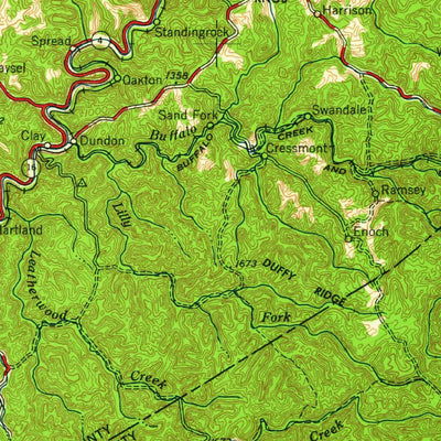 United States Geological Survey Charleston, WV-OH (1958, 250000-Scale) digital map