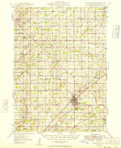 United States Geological Survey Charlotte, MI (1949, 62500-Scale) digital map