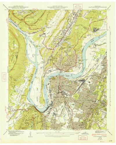 United States Geological Survey Chattanooga, TN (1941, 24000-Scale) digital map
