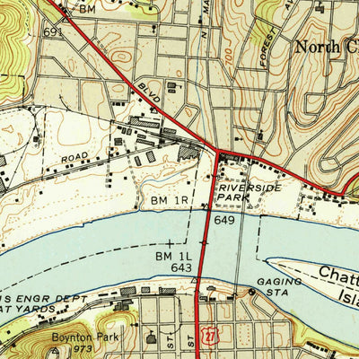 United States Geological Survey Chattanooga, TN (1941, 24000-Scale) digital map