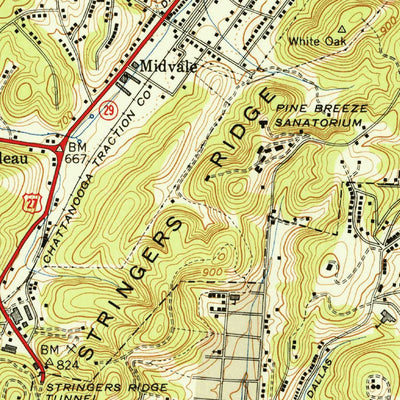 United States Geological Survey Chattanooga, TN (1941, 24000-Scale) digital map