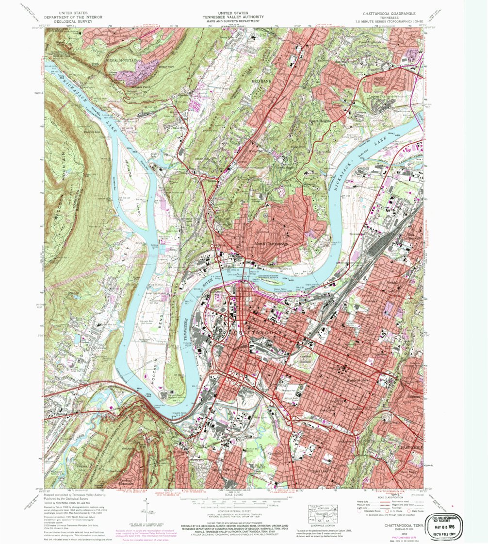 Chattanooga, TN (1969, 24000-Scale) Map by United States Geological Survey  | Avenza Maps, image size:1006x1120