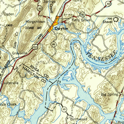 United States Geological Survey Chattanooga, TN-NC (1953, 250000-Scale) digital map
