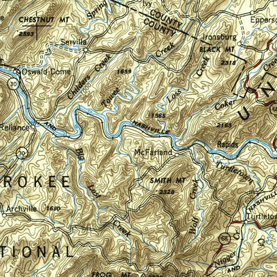 United States Geological Survey Chattanooga, TN-NC (1953, 250000-Scale) digital map