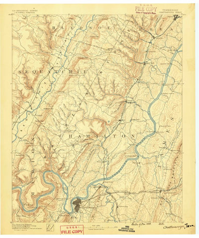 United States Geological Survey Chattnooga, TN (1888, 125000-Scale) digital map