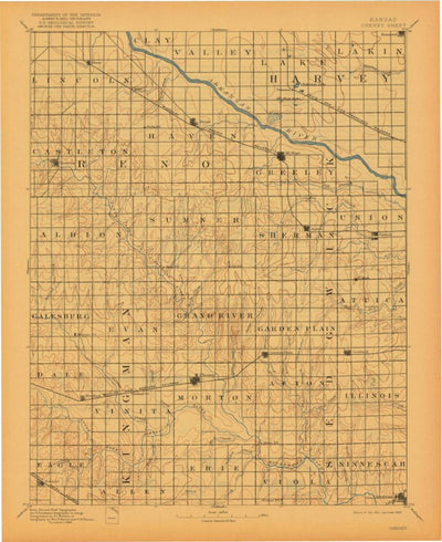 United States Geological Survey Cheney, KS (1901, 125000-Scale) digital map