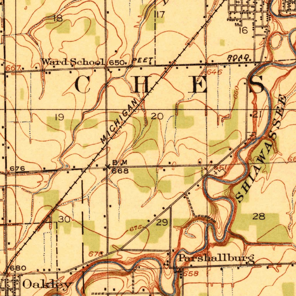 Chesaning, MI (1917, 62500-Scale) Map by United States Geological ...