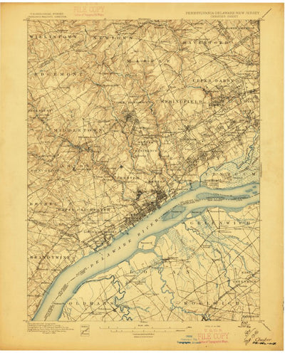 United States Geological Survey Chester, PA-NJ-DE (1896, 62500-Scale) digital map