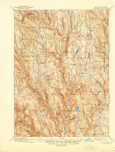 United States Geological Survey Chesterfield, MA (1895, 62500-Scale) digital map