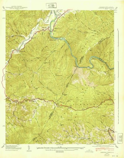 United States Geological Survey Chestoa, TN-NC (1940, 24000-Scale) digital map