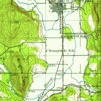 United States Geological Survey Chewelah, WA (1927, 125000-Scale) digital map