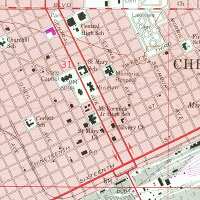 United States Geological Survey Cheyenne North, WY (1961, 24000-Scale) digital map