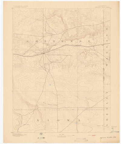 United States Geological Survey Cheyenne Wells, CO-KS (1892, 125000-Scale) digital map
