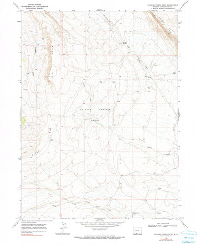 United States Geological Survey Chicken Creek West, WY (1968, 24000-Scale) digital map