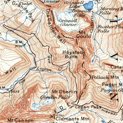 United States Geological Survey Chief Mountain, MT (1938, 125000-Scale) digital map