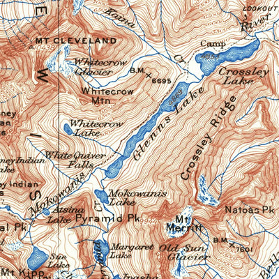 United States Geological Survey Chief Mountain, MT (1938, 125000-Scale) digital map