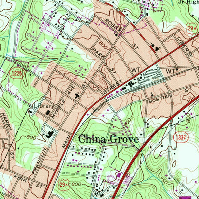 United States Geological Survey China Grove, NC (1970, 24000-Scale) digital map